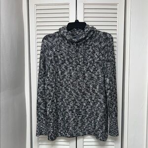 Chaps Black and White Cowl Neck Sweater